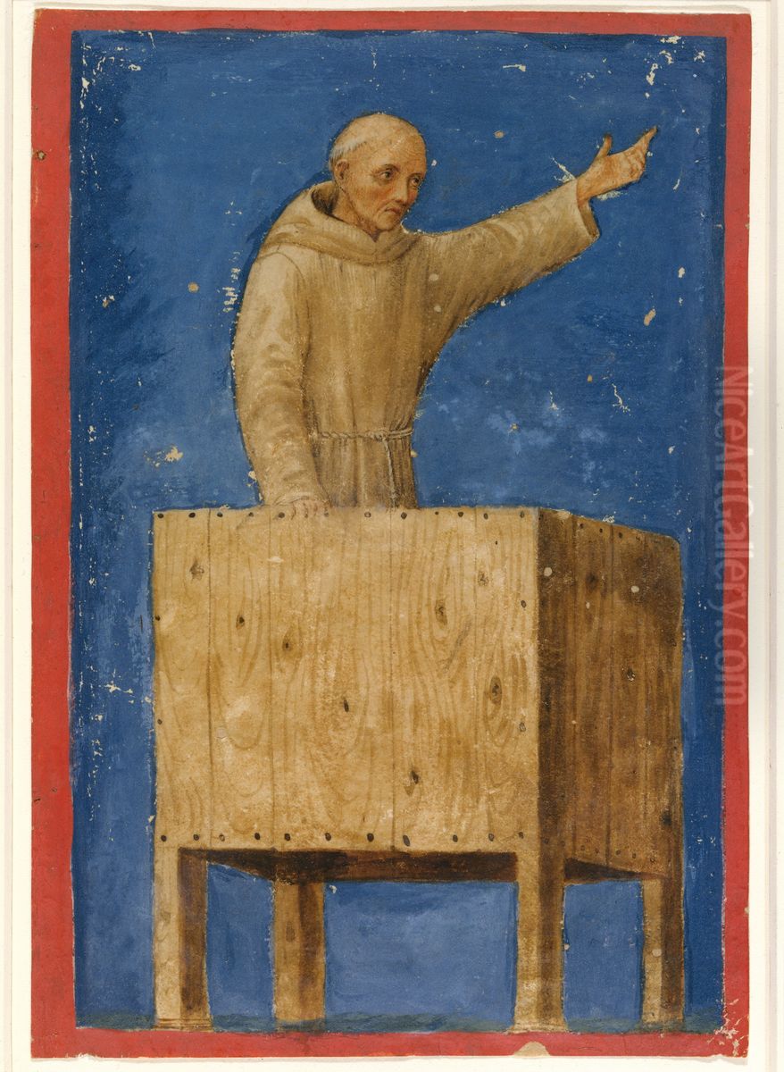 Saint Bernardino Preaching from a Pulpit Oil Painting by Francesco di Giorgio