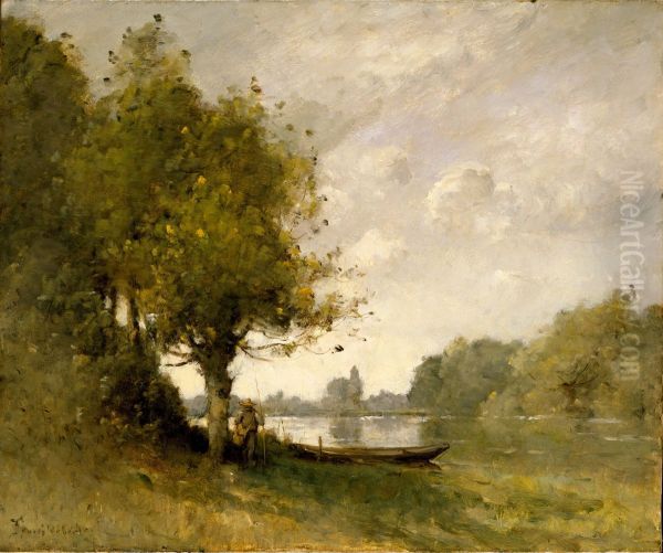 A Pond near Nangis Oil Painting by Paul Desire Trouillebert