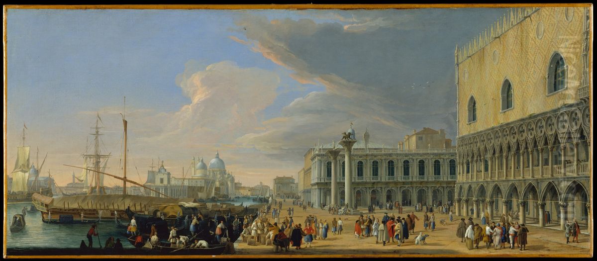 The Molo, Venice, Looking West Oil Painting by Luca Carlevarijs The Molo, Venice, Looking West Oil Painting by Luca Carlevarijs