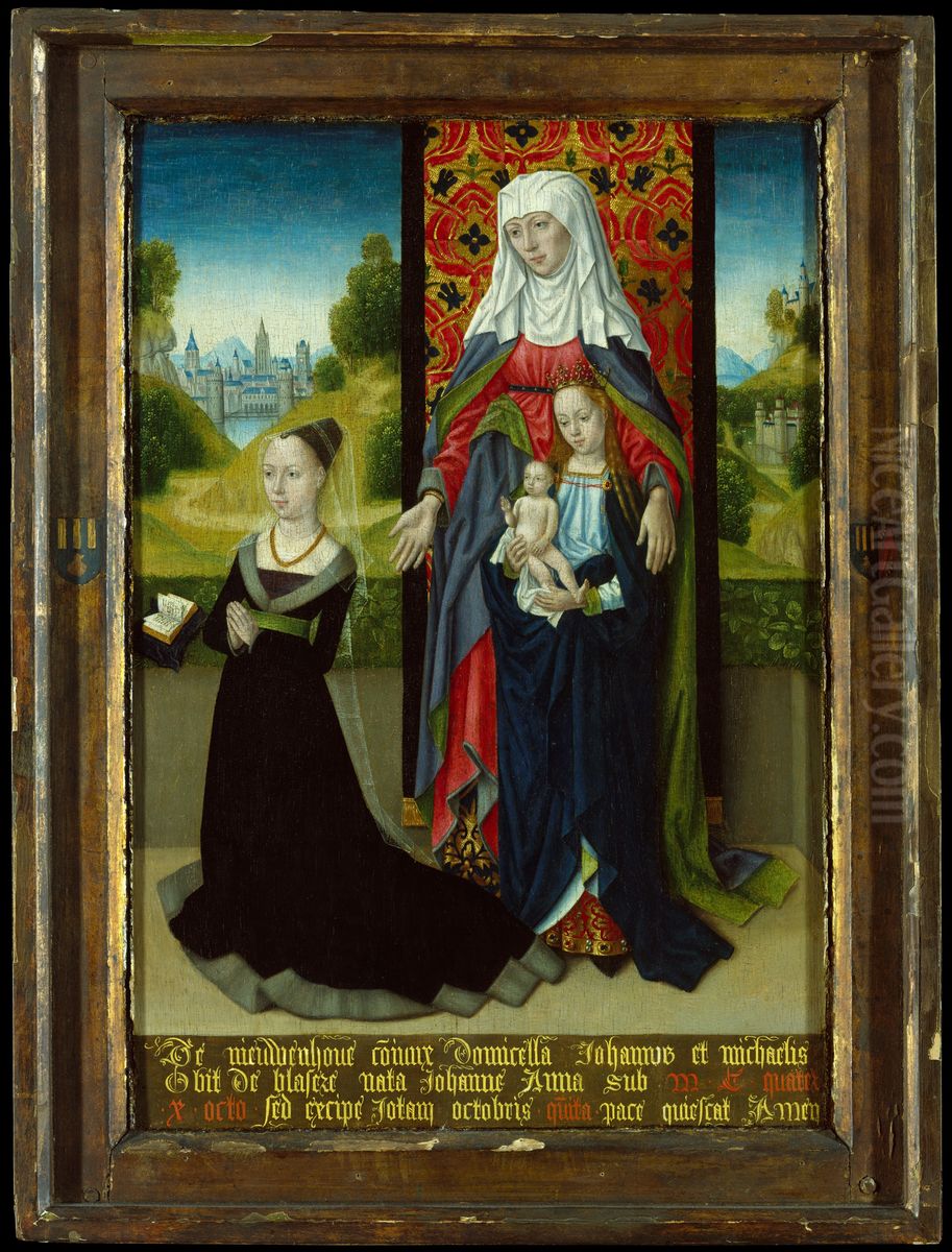 Virgin and Child with Saint Anne Presenting Anna van Nieuwenhove Oil Painting by Master of the Cologne legend of St. Ursula