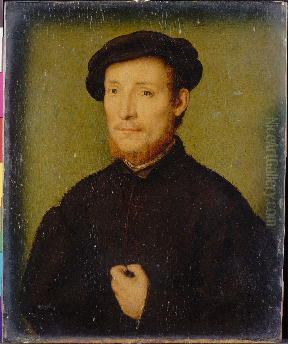 Portrait of a Man with His Hand on His Chest Oil Painting by Corneille De Lyon