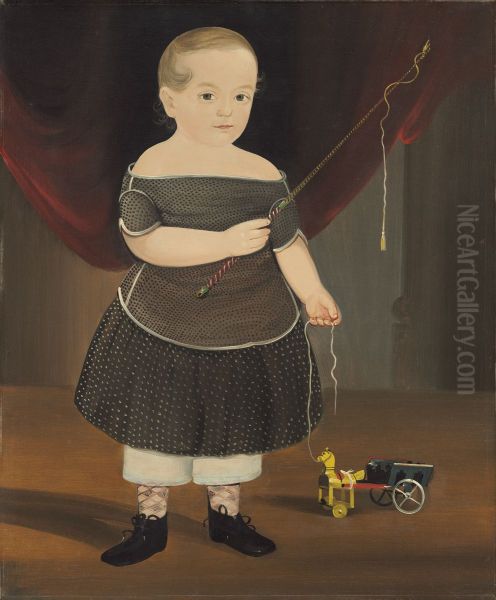 Boy with Toy Horse and Wagon Oil Painting by William Matthew Prior