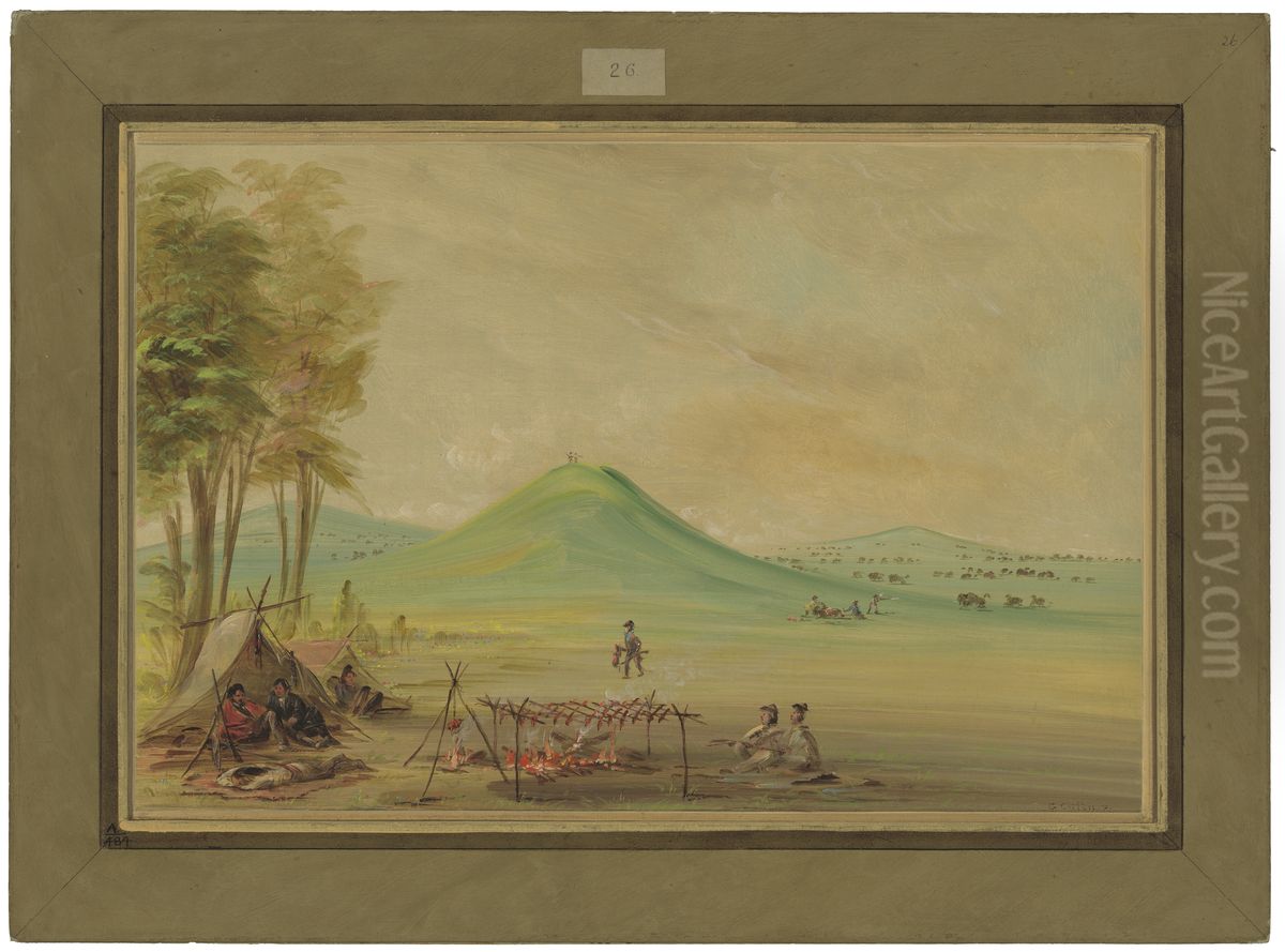 Expedition Encamped on a Texas Prairie. April 1686 Oil Painting by George Catlin