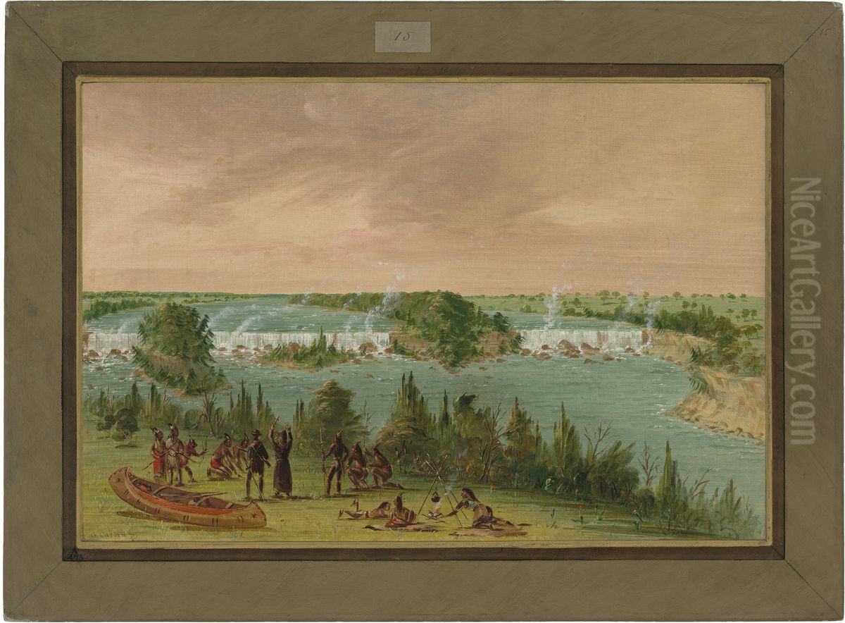 Father Hennepin and Companions at the Falls of St. Anthony. May 1, 1680 Oil Painting by George Catlin