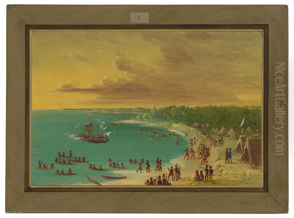 First Sailing of the Griffin on Lake Erie. August 7, 1679 Oil Painting by George Catlin
