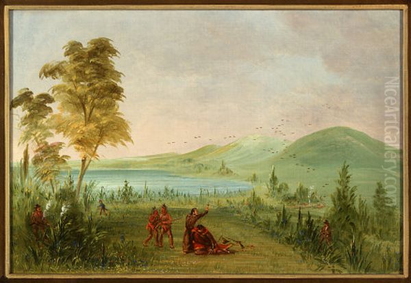 la salle assassinated by duhaut Oil Painting by George Catlin