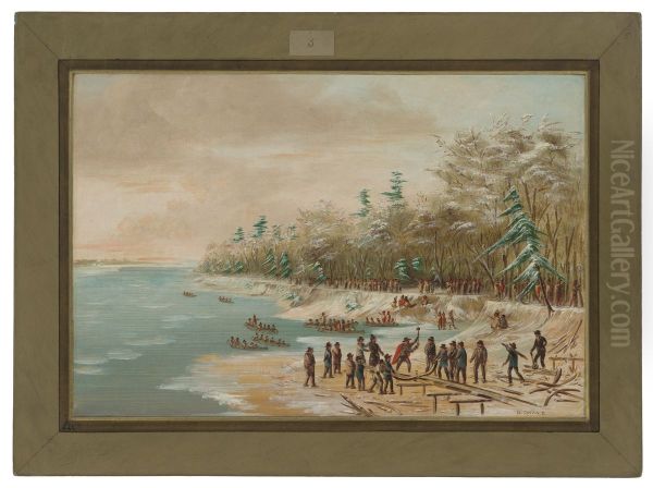 La Salle Driving the First Bolt for the Griffin Oil Painting by George Catlin