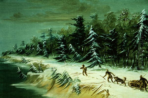 returning to fort frontenac by sled Oil Painting by George Catlin