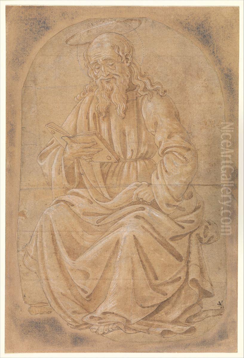 A Seated Saint Reading from a Book Oil Painting by Alesso Baldovinetti