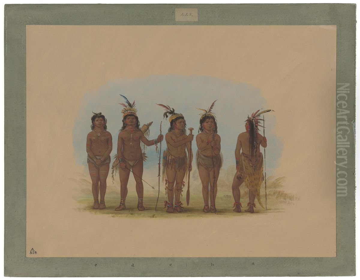 Five Caribbe Indians Oil Painting by George Catlin