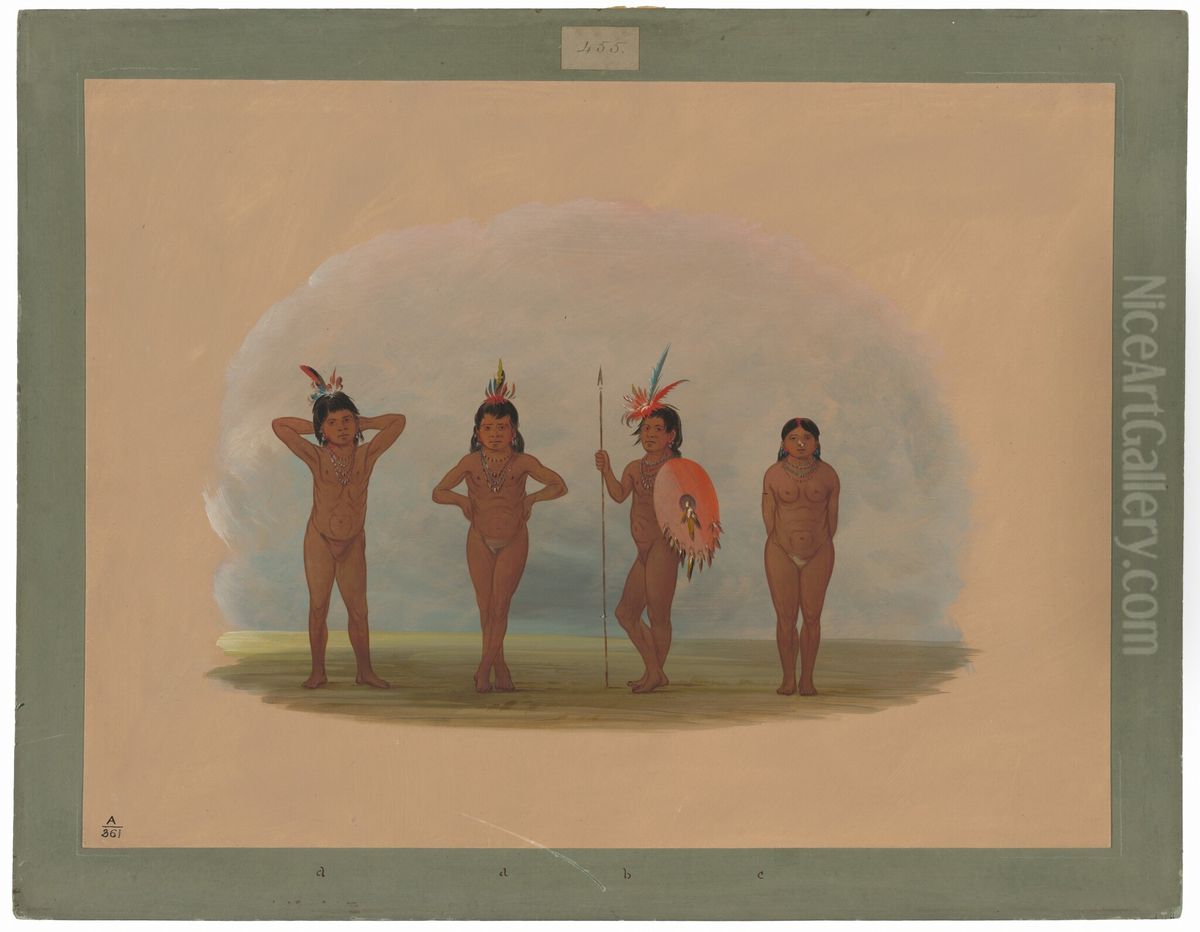 Four Zurumati Children Oil Painting by George Catlin Four Zurumati Children Oil Painting by George Catlin
