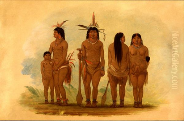 Members of the Payaguas Tribe Oil Painting by George Catlin
