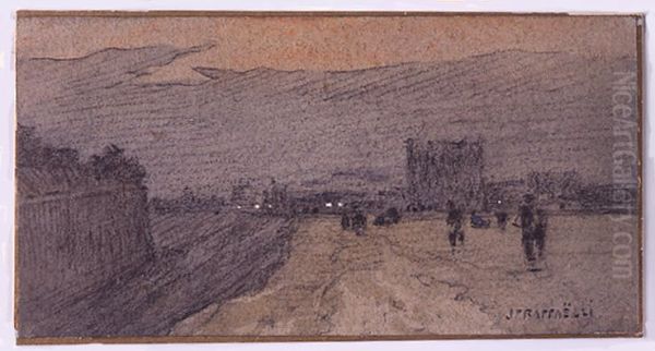 Landscape with Road Approaching the City Oil Painting by Jean-Francois Raffaelli