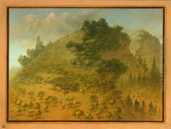 Rhododendron Mountain Oil Painting by George Catlin