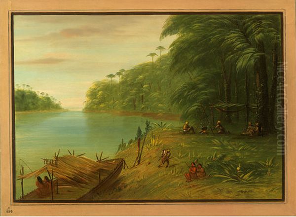 Shore of the Essequibo Oil Painting by George Catlin Shore of the Essequibo Oil Painting by George Catlin