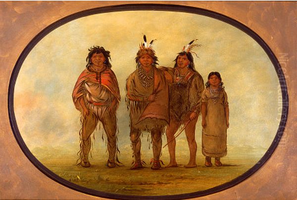 Four Dogrib Indians Oil Painting by George Catlin