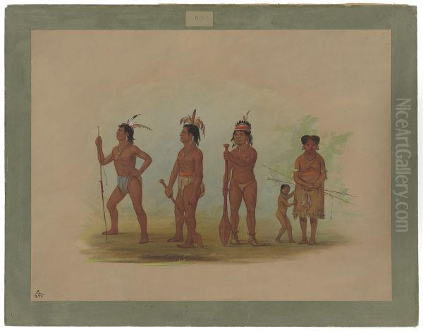 Klatsop Indians Oil Painting by George Catlin