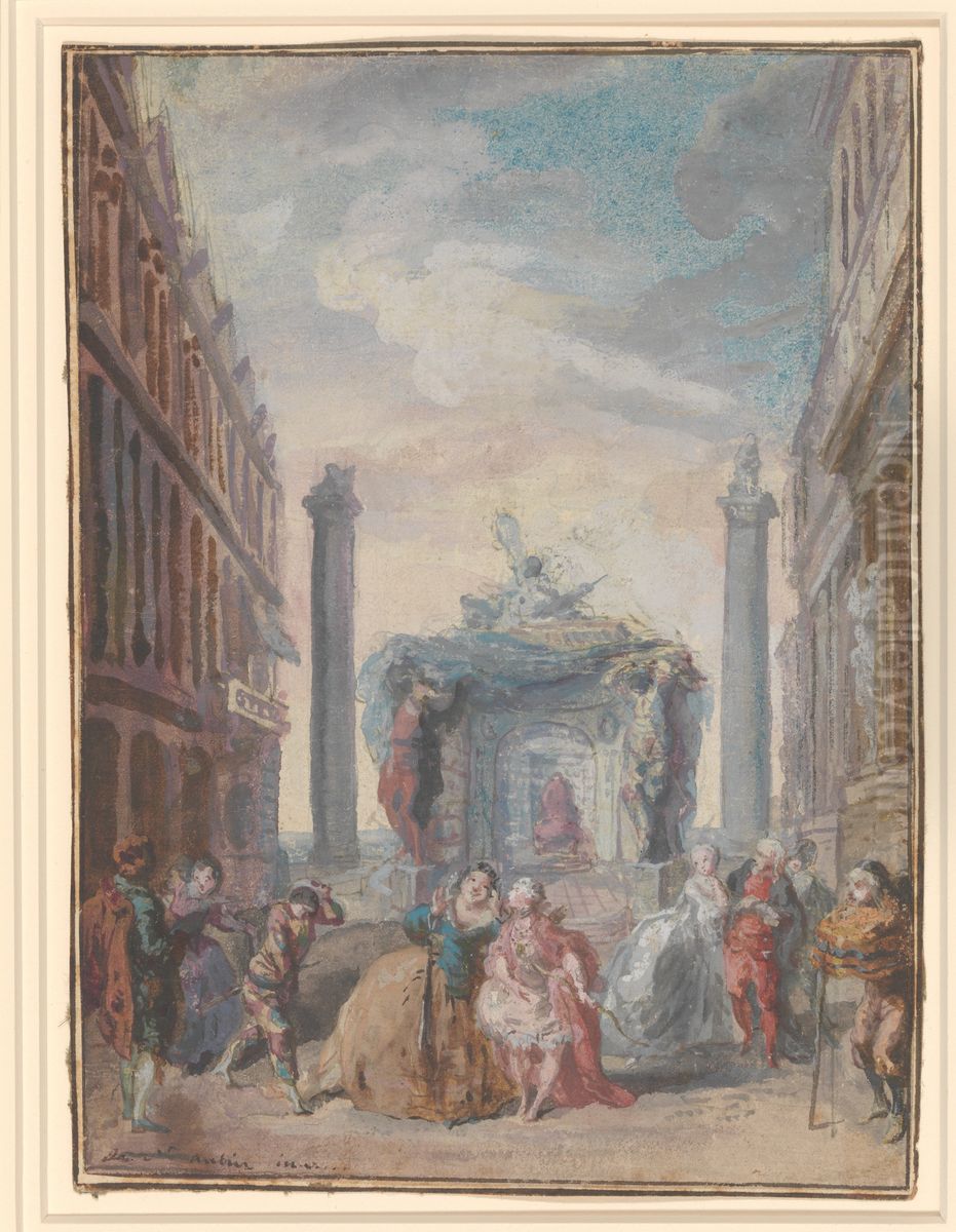 Les fetes venitiennes Oil Painting by Gabriel de Saint-Aubin