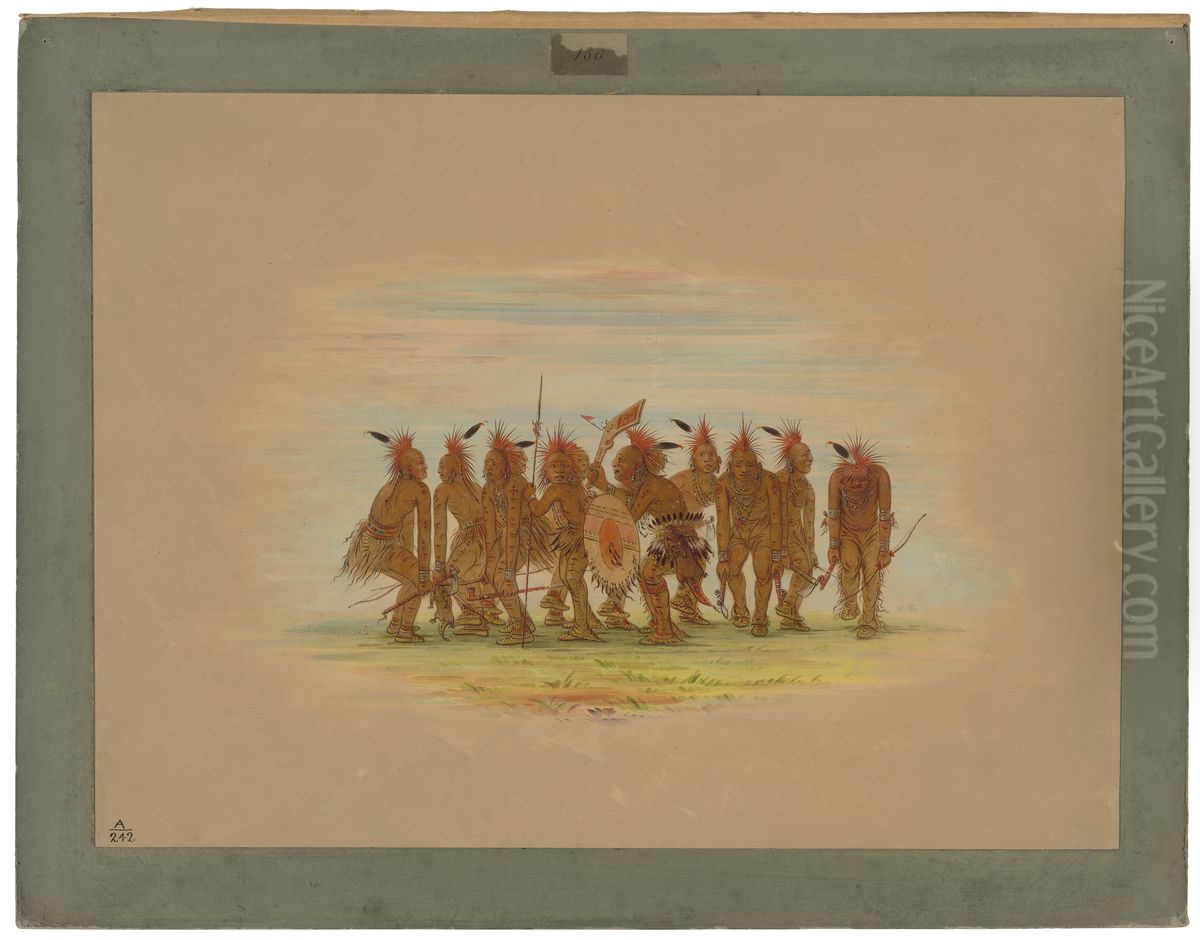 Amusing Dance - Saukie Oil Painting by George Catlin