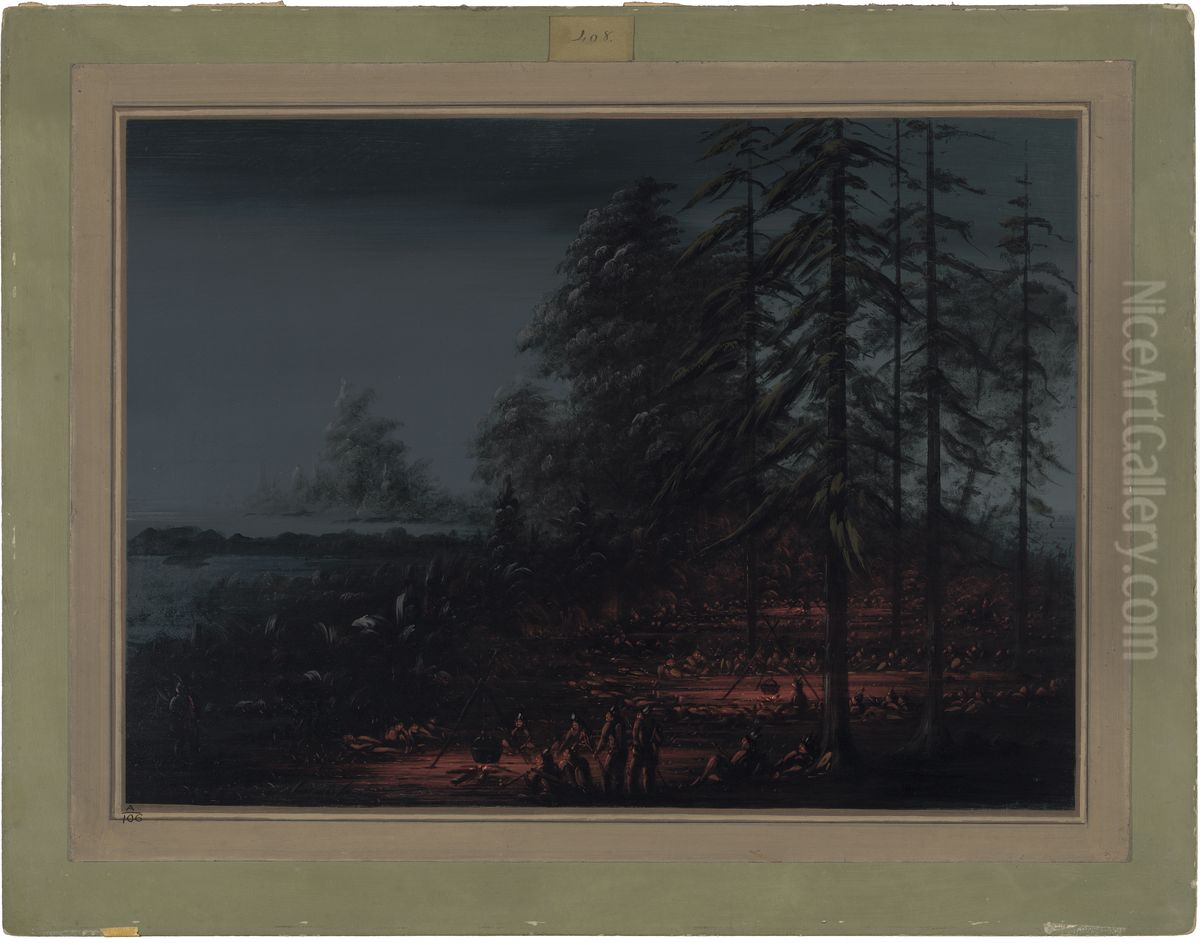 Bivouac of a Sioux War Party Oil Painting by George Catlin