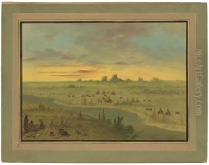 Encampment of Pawnee Indians at Sunset