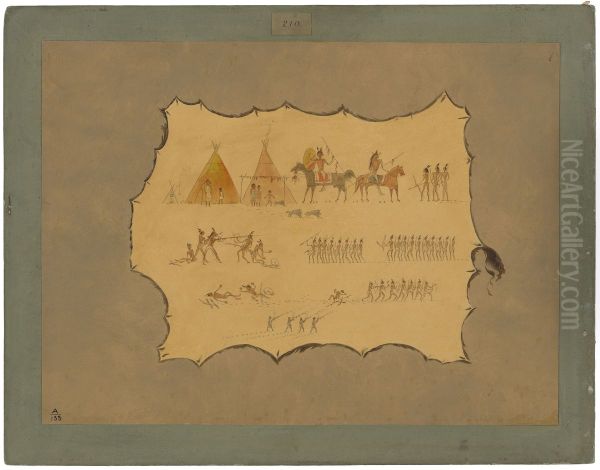 Facsimile of a Cheyenne Robe Oil Painting by George Catlin