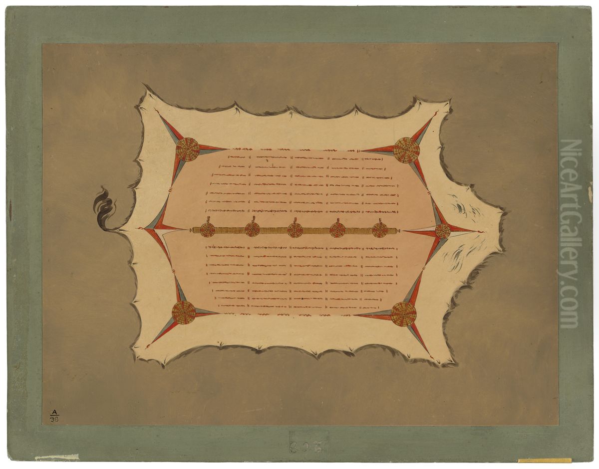 Facsimile of a Sioux Robe with Porcupine Quills Oil Painting by George Catlin