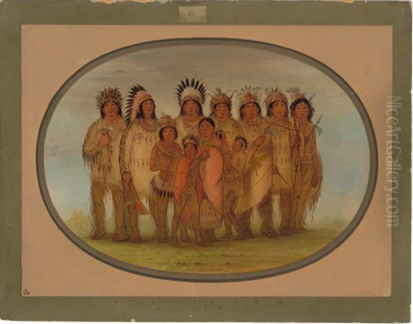 Ojibbeway Indians in Paris Oil Painting by George Catlin