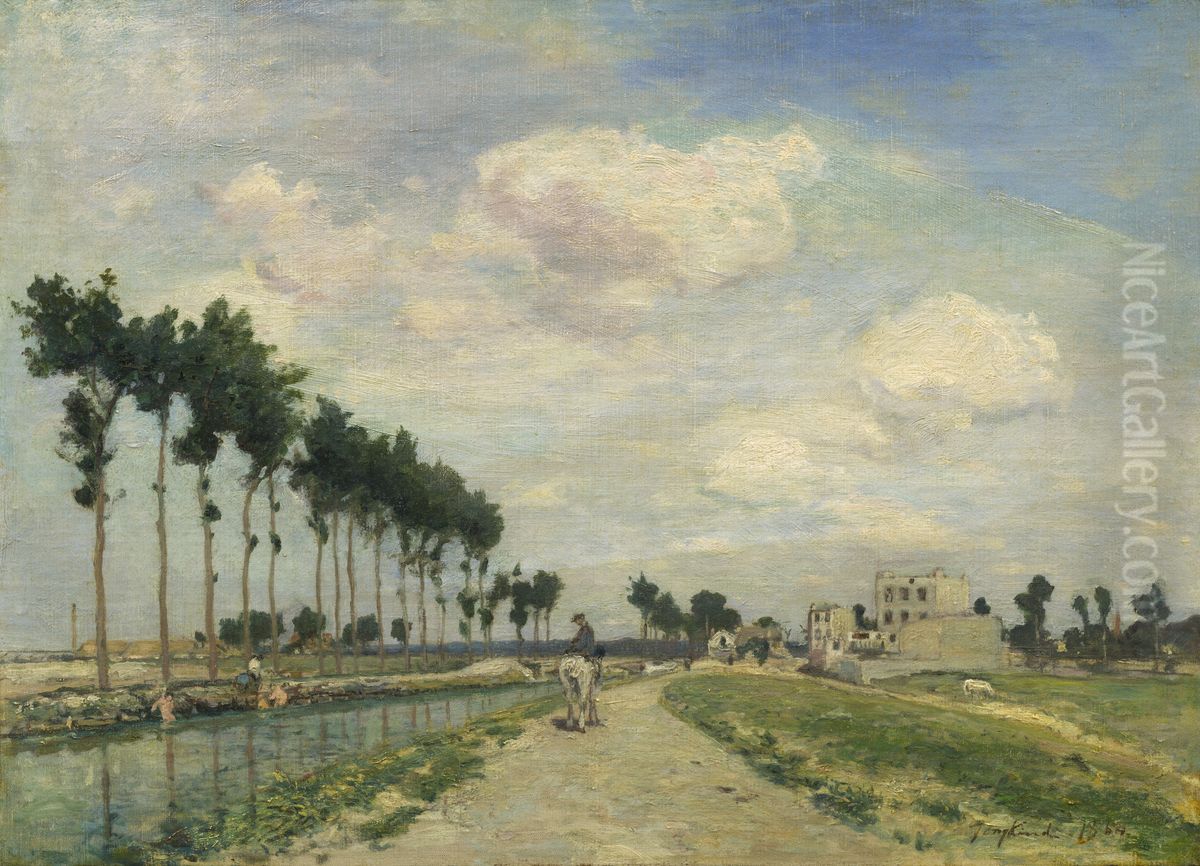 The Towpath Oil Painting by Johan Jongkind