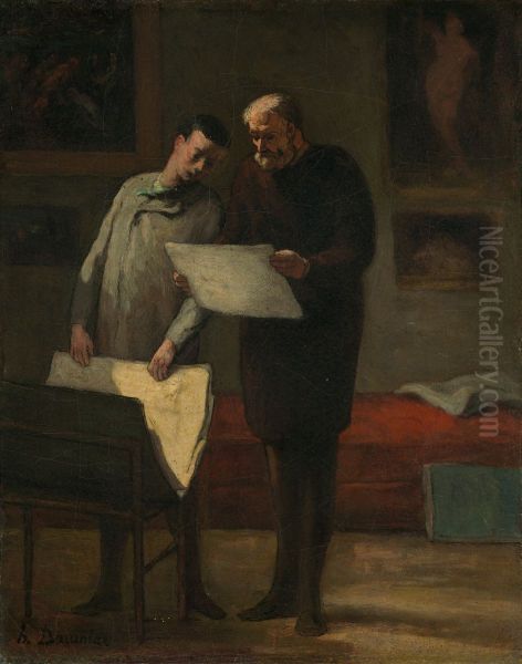 Advice to a Young Artist Oil Painting by Honore Daumier