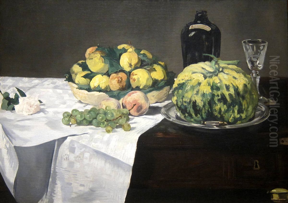 Still Life with Melon and Peaches Oil Painting by Edouard Manet