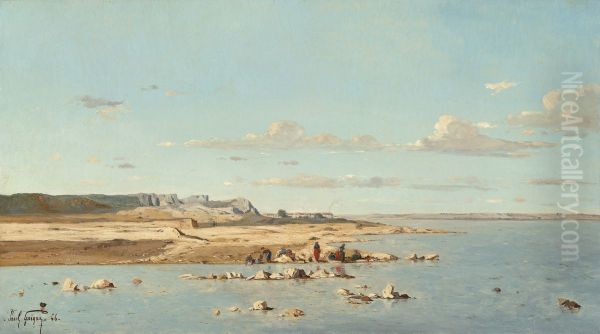 Washerwomen on the Banks of the Durance Oil Painting by Paul Guigou