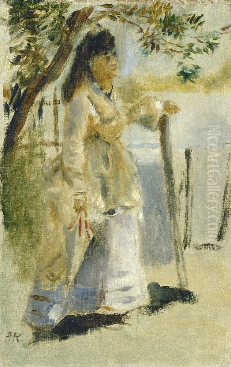 Woman by a Fence Oil Painting by Pierre Auguste Renoir