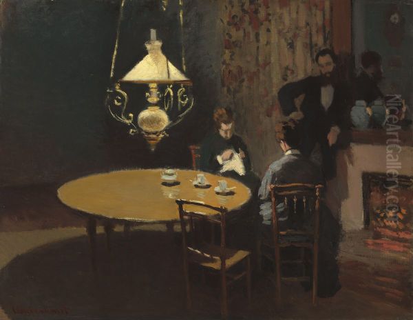 Interior, after Dinner Oil Painting by Claude Oscar Monet