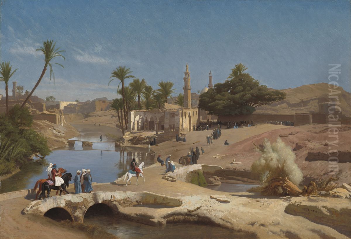 View of Medinet El-Fayoum Oil Painting by Jean-Leon Gerome