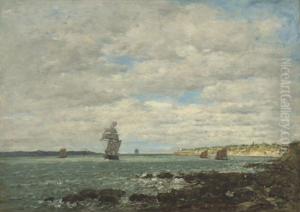 Coast of Brittany Oil Painting by Eugene Louis Boudin