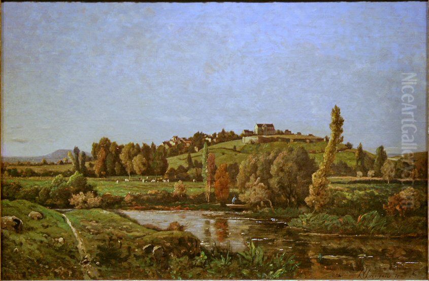 Paysage en Auvergne Oil Painting by Henri Harpignies