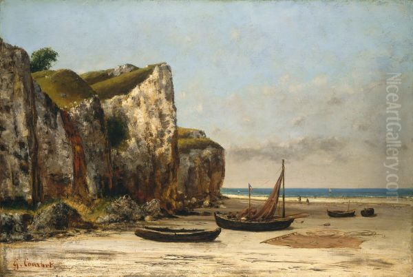 Beach in Normandy Oil Painting by Gustave Courbet