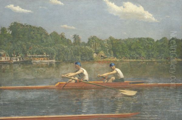 The Biglin Brothers Racing Oil Painting by Thomas Cowperthwait Eakins