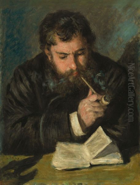 Claude Monet (Le Liseur) Oil Painting by Pierre-Auguste Renoir