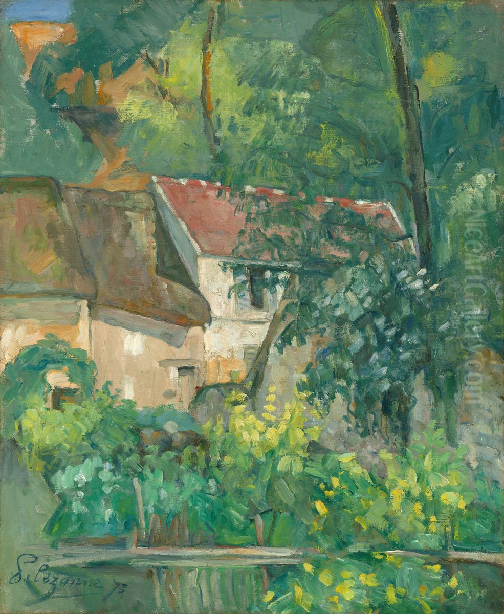 La Maison du pere Lacroix, Auvers-sur-Oise Oil Painting by Paul Cezanne