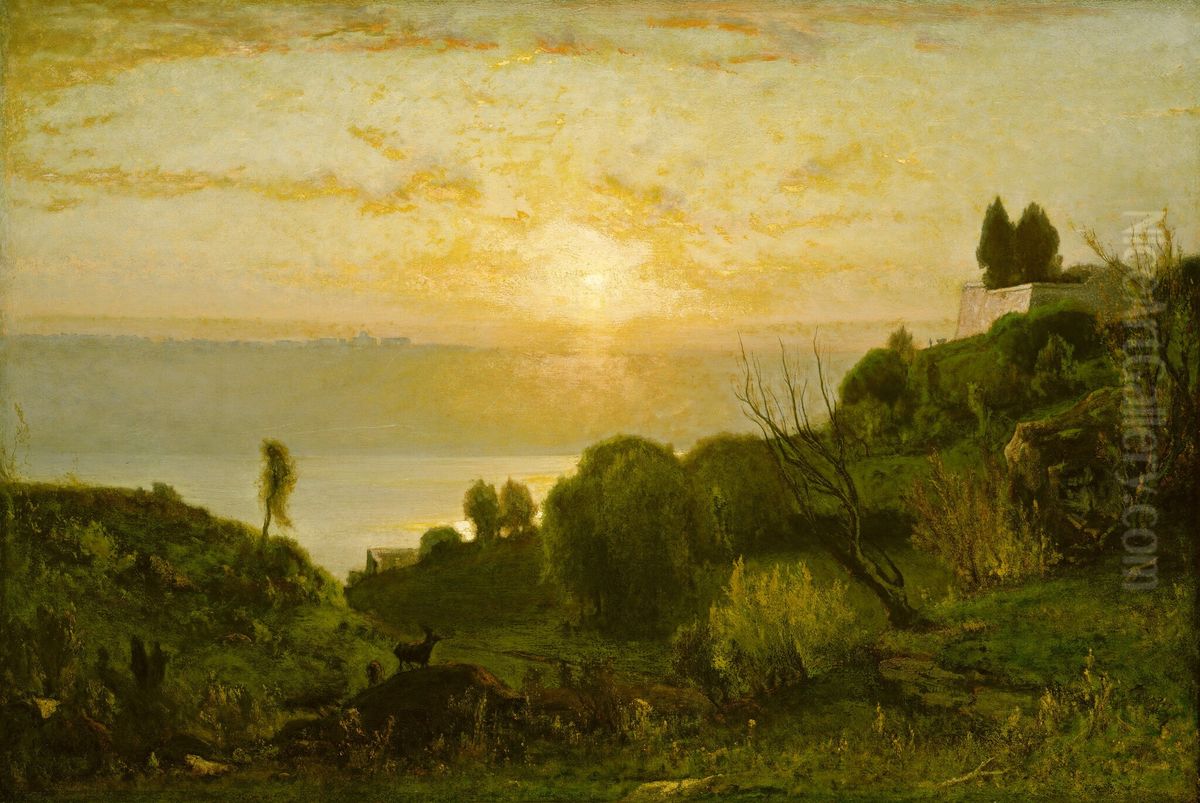Lake Albano, Sunset Oil Painting by George Inness Lake Albano, Sunset Oil Painting by George Inness