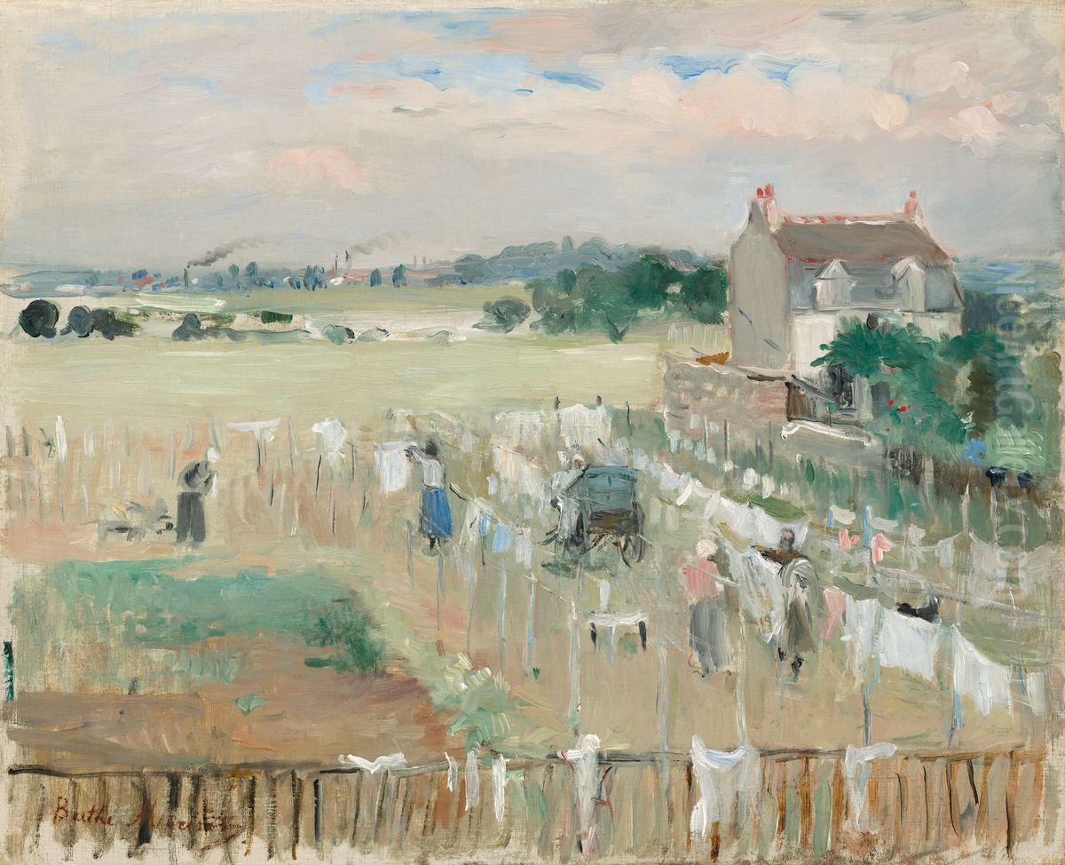 Suspendre le linge pour secher Oil Painting by Berthe Morisot