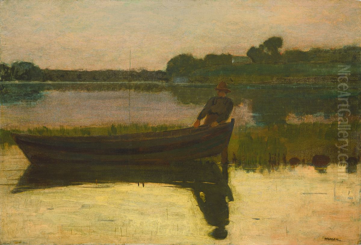 Sunset Oil Painting by Winslow Homer