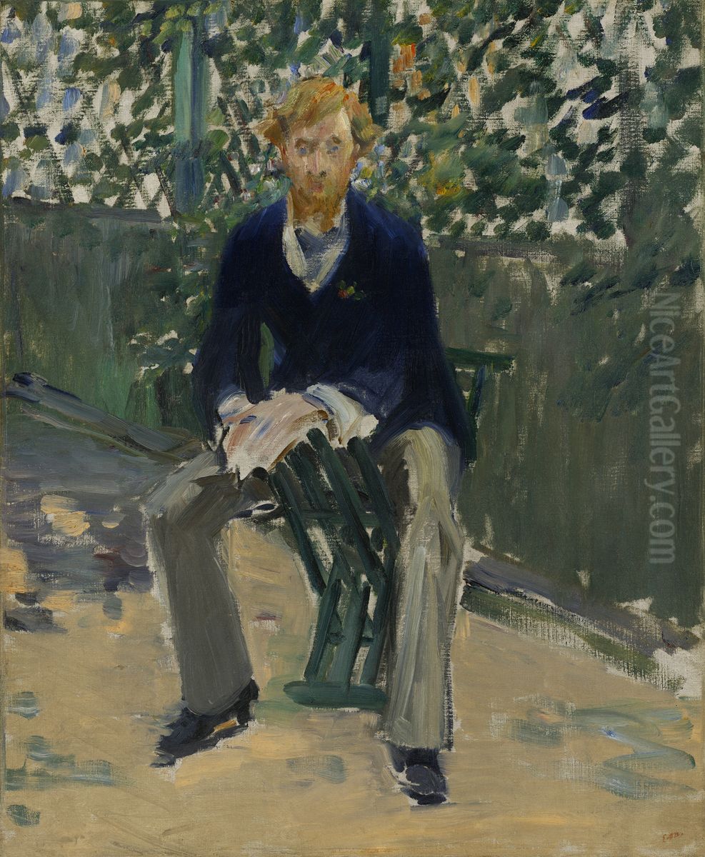 George Moore in the Artist's Garden Oil Painting by Edouard Manet