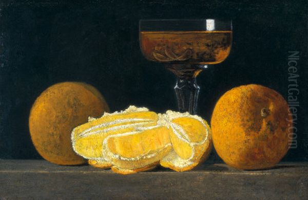 Still Life with Oranges and Goblet of Wine Oil Painting by John F. Peto