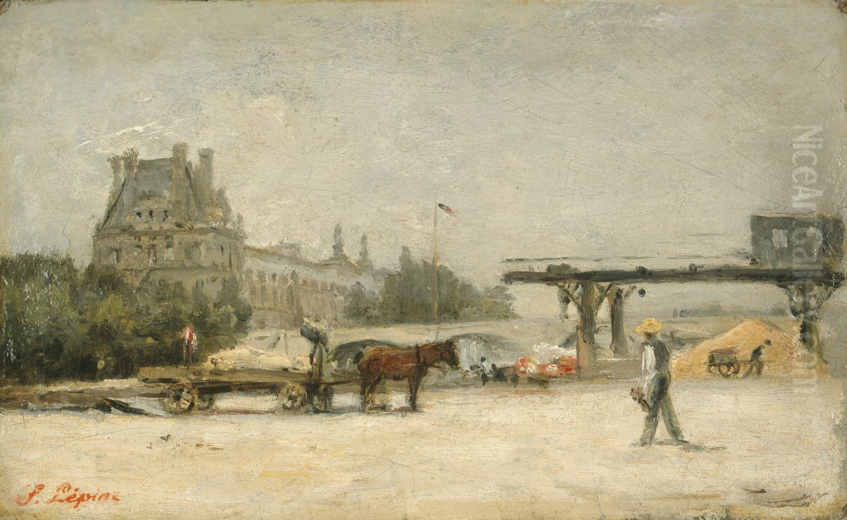 View of the Louvre Oil Painting by Stanislas Lepine