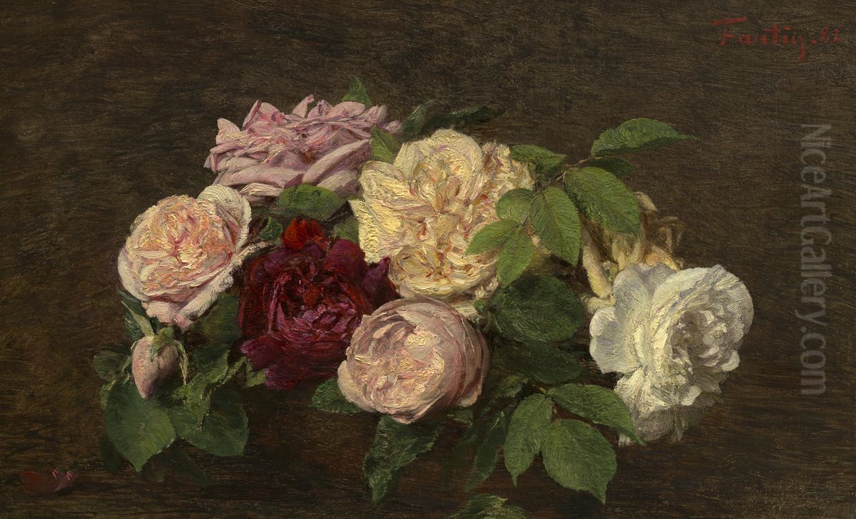Roses de Nice on a Table Oil Painting by Henri Fantin-Latour