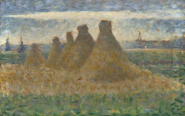 Haystacks Oil Painting by Georges Seurat