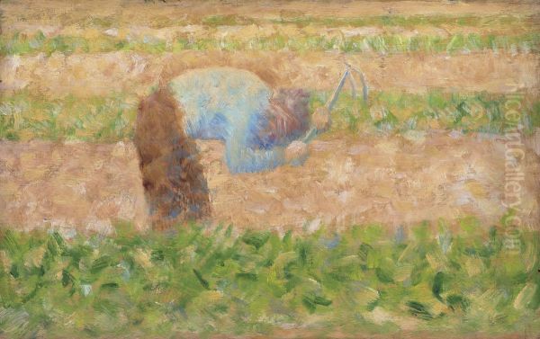 Man with a Hoe Oil Painting by Georges Seurat